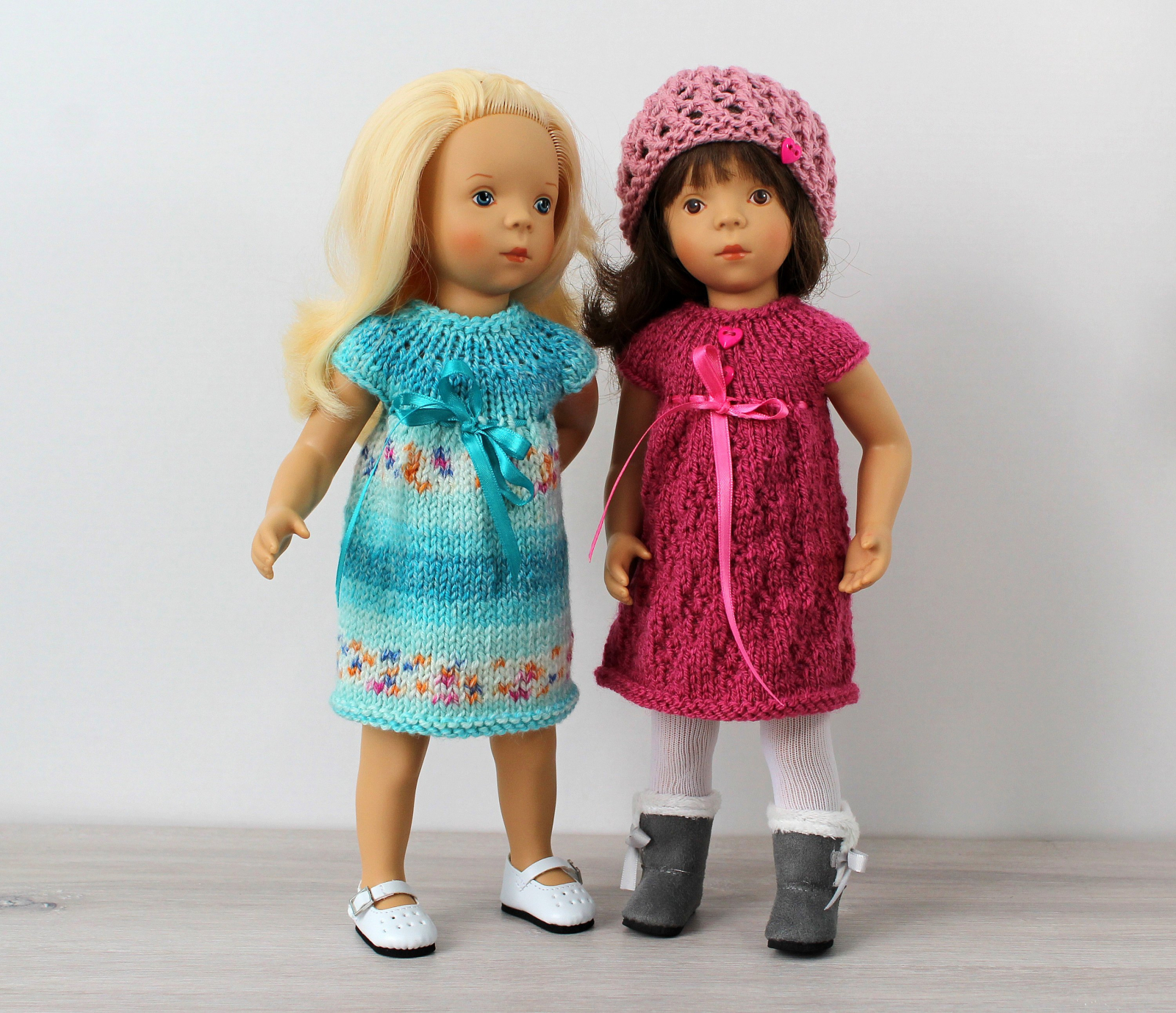 Knitting Pattern for Two Dresses and Hat for Sylvia Natterer Minouche Dolls  (34cm/14